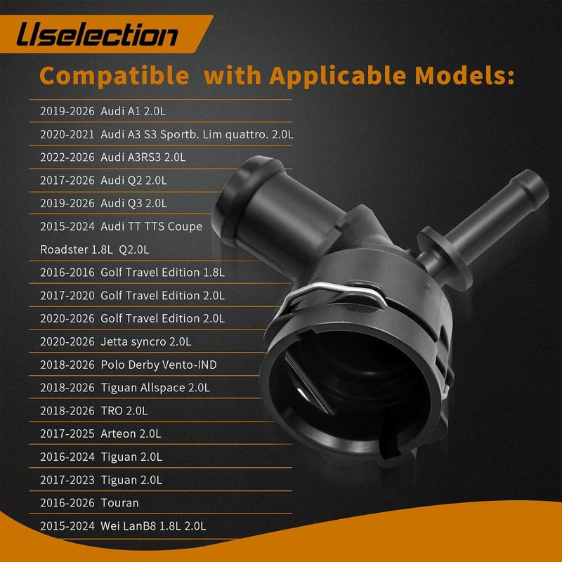 Uselection 5Q0122291BB Coolant Hose Connector Coupler Compatible with Audi A1 A3 Q2 Q3 TT VW Golf B8 Arteon 5QD122291AB - Image 4
